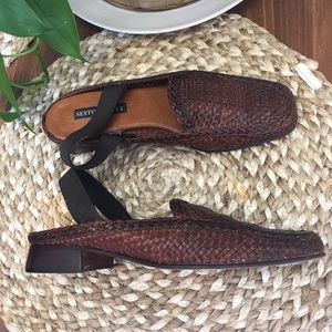 Sesto Meucci Woven Square Toe Mules Elastic Strap